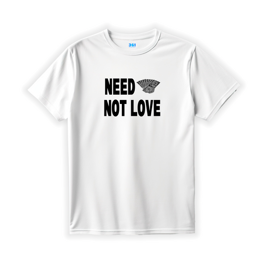 NEED MONEY NOT LOVE  – Heavy Cotton T-Shirt (Weiß)
